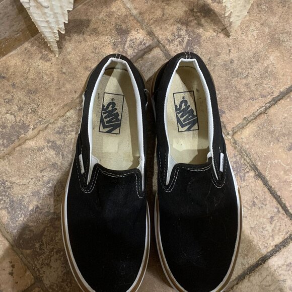 Black Slip-On Canvas Shoes(Purchased On Here And Worn Once, Look Just Like Pix) - Picture 4 of 5
